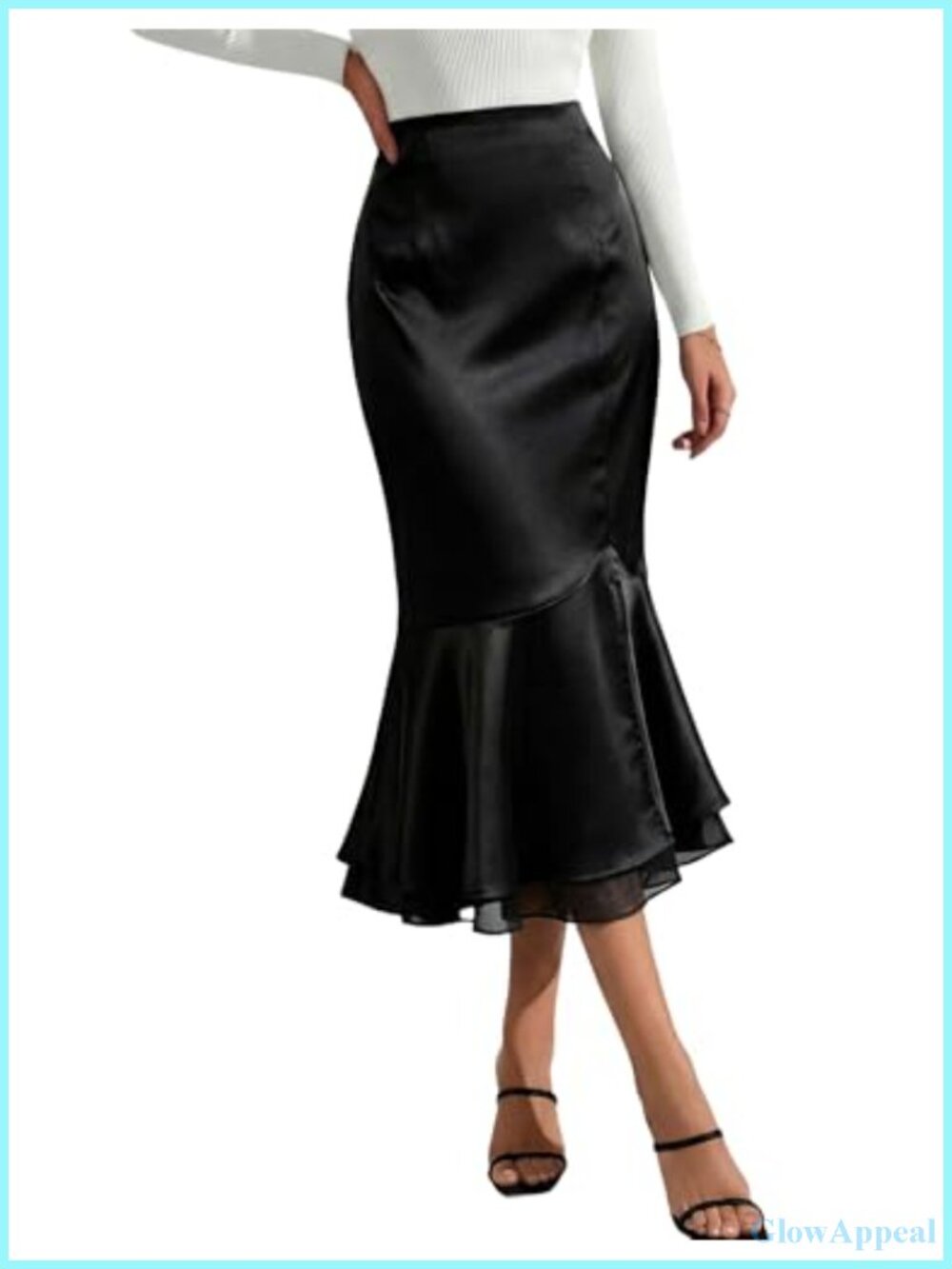 Satin Silk Mermaid Midi Skirt High Waisted Fishtail Slim Fit